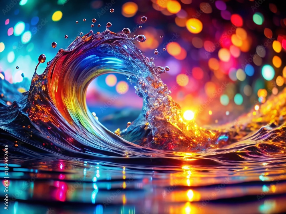 Wall mural Futuristic Sonic Waves: Vibrant Abstract Background with Bokeh