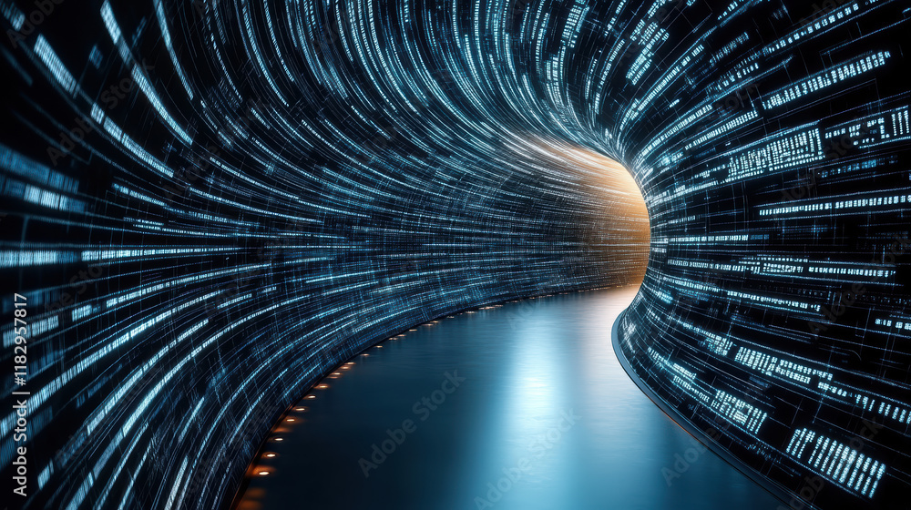 Poster abstract representation of big data analytics in futuristic tunnel