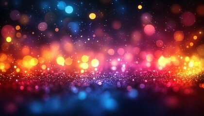 Obraz premium Colorful Bokeh Light Leaks with Warm Rainbow Glow and Depth Effect on Black Background