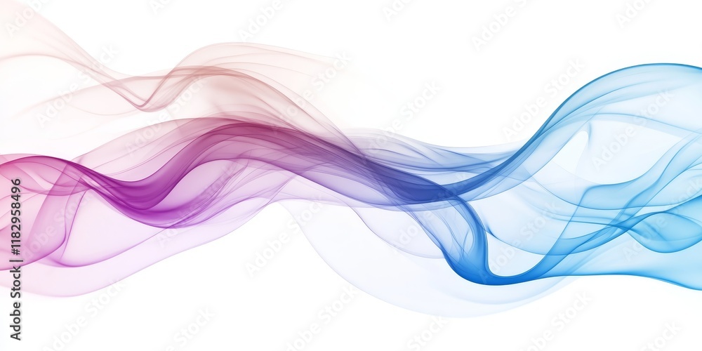 Poster abstract colorful smoke wave flowing on white background.