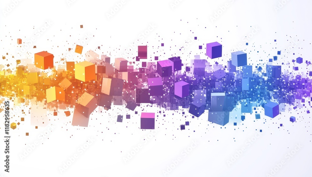 Aufkleber abstract colorful cubes wave.