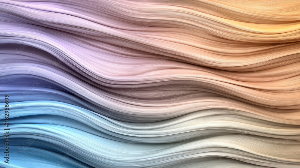 Poster colorful abstract lines flowing in soft gradients create serene atmosphere