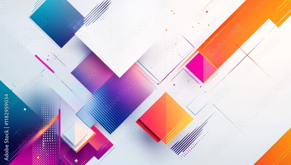 Aufkleber Abstract colorful geometric background with squares and lines.