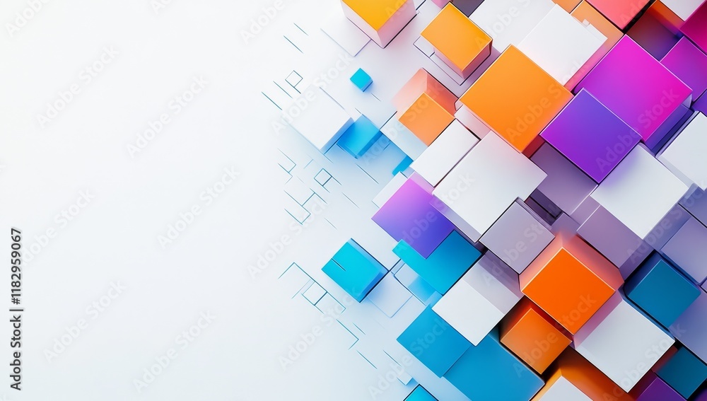 Aufkleber abstract colorful cubes background.