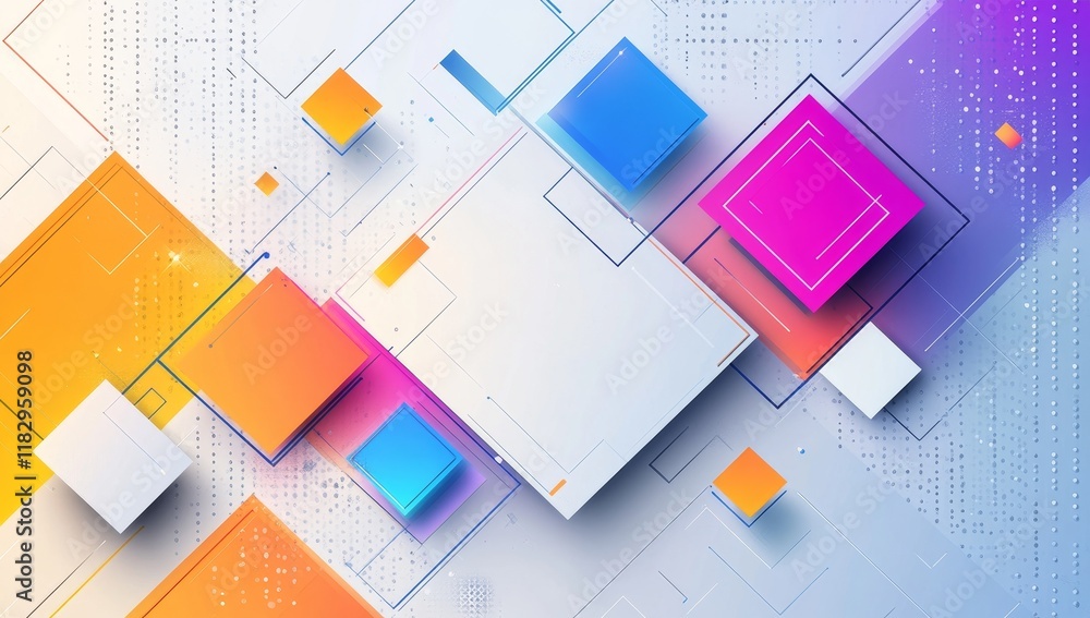 Aufkleber abstract colorful squares and geometric shapes background.