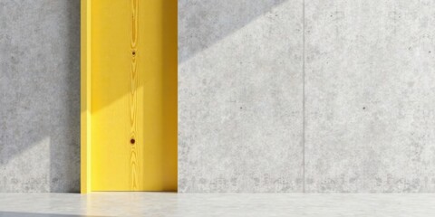 Modern Minimalist Interior Design Yellow Accent Wall and Concrete Texture