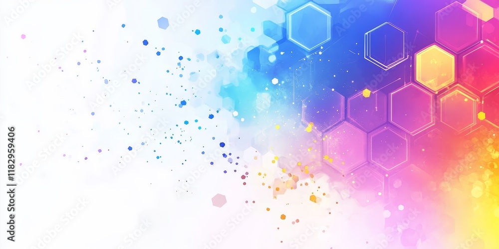 Aufkleber abstract colorful hexagon pattern background with particles.