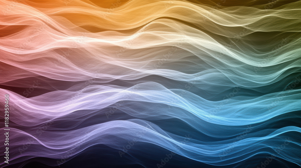 Poster dynamic waves of color create vibrant digital transformation effect
