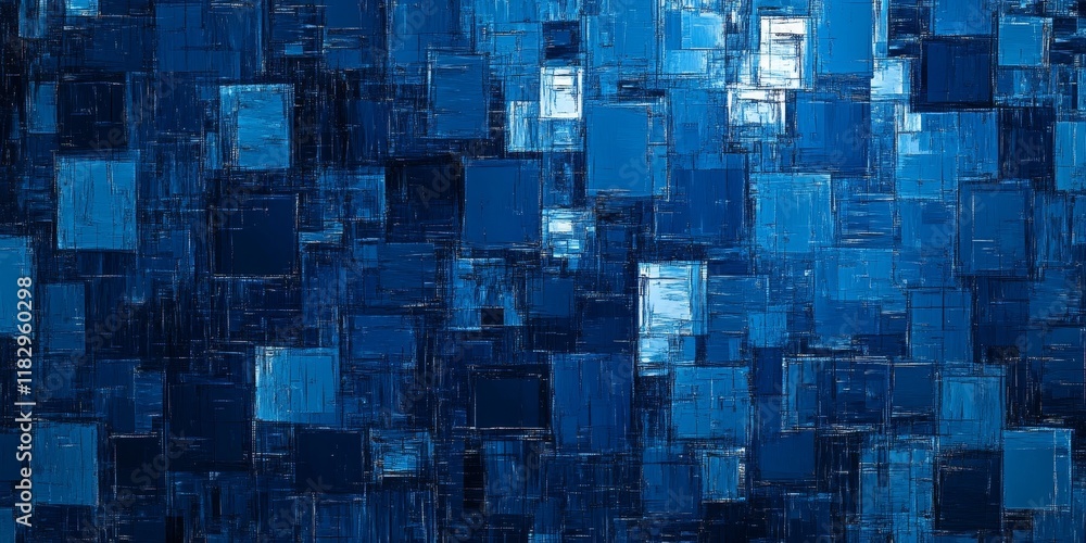 Aufkleber abstract blue square mosaic pattern.
