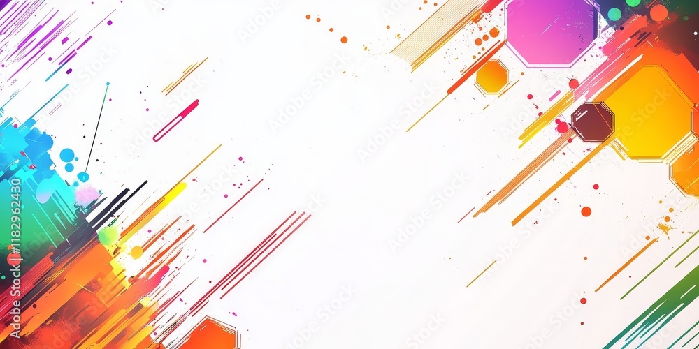 Aufkleber Abstract colorful background with dynamic lines and geometric shapes.