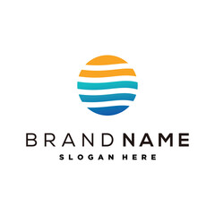 beach abstract logo design element vector template