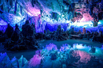 Underground lake of the Reed flute cave in Guilin, Guangxi, China © Tatiana Kashko