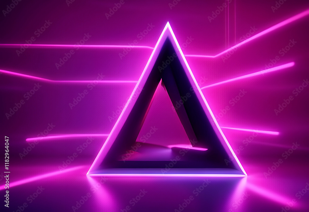Poster ultraviolet blue shape triangle render glowing 3d pink lights neon minimal show lines spectrum abstr