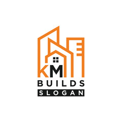 Fototapeta premium letter KM house building logo design element vector template