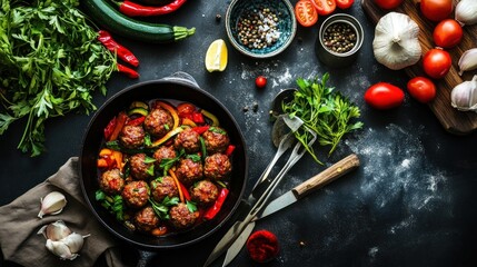 Delicious Meatballs with Roasted Vegetables Recipe