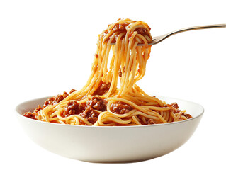 spaghetti with tomato sauce on a plate  isolated transparent background