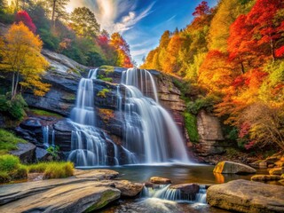 Cullasaja Falls Waterfall: High-Resolution Photo, Stunning Nature, Deep Depth of Field, Breathtaking Landscape, North Carolina Waterfall