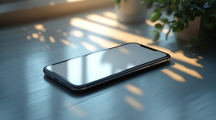 Sleek Minimalist Smartphone Mockup with White Screen on Gray Background Soft Lighting