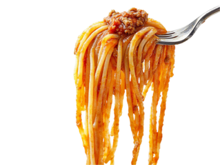spaghetti on a fork an isolated  transparent background