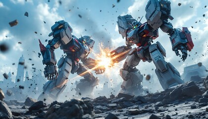 MechWarrior Duel: Epic Robot Showdown in a Post-Apocalyptic City