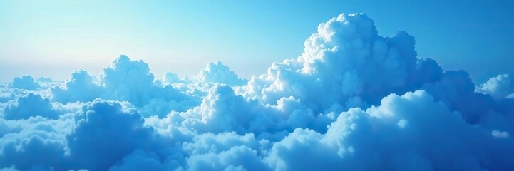 Blue abstract cloud formations with misty atmosphere, dreamy, hazy,