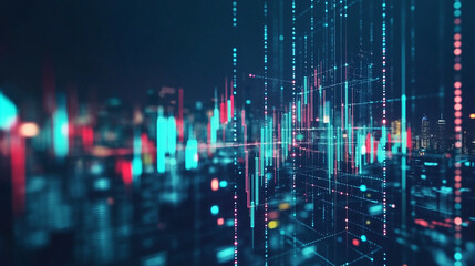 achievement graph arrow growth and development technology. stock market trading investment on blue dark background. vector illustration fantastic hi-tech digital.