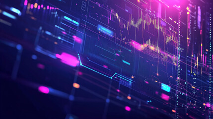 achievement graph arrow growth and development technology. stock market trading investment on blue dark background. vector illustration fantastic hi-tech digital.