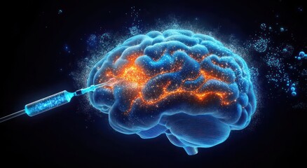 Naklejka premium Regeneration of Brain Tissue Through Neural Stem Cell Therapy for Neurodegenerative Diseases Medical Illustration