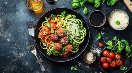 Delicious Zucchini Noodles with Meatballs and Marinara Sauce