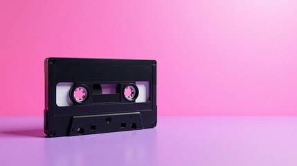 Fototapeta premium Retro Audio Cassette on Pink and Purple Background