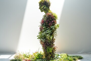 Fototapeta premium Miniature moss-covered tree model symbolizing green eco solutions