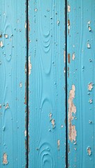 Obraz premium wooden plank with flaking white paint in a muted blue tone, weathered wood, natural texture
