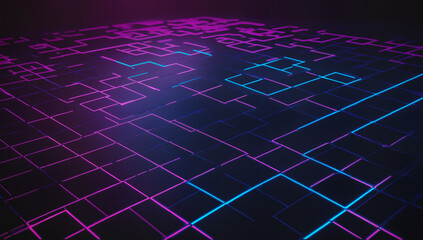 Obraz premium A vibrant cyberpunk landscape radiating with neon brilliance