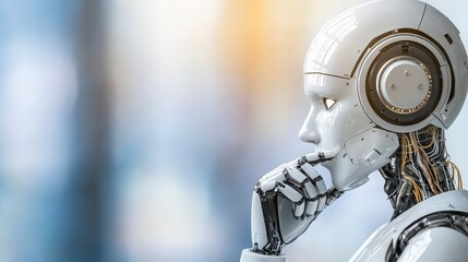 Thoughtful Robot in Contemplation.