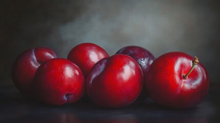 Red plums with a glossy sheen