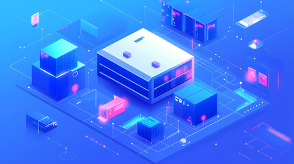 Warehouse with advanced inventory management, showcasing efficient supply and distribution processes, modern logistics in action. Riversong. Illustration