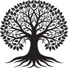 Obraz premium Elegant Tree of Life Silhouette with Intricate Branches and Leaves