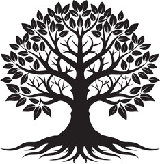 Obraz premium Elegant Tree of Life Silhouette with Intricate Branches and Leaves