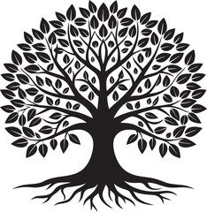 Obraz premium Elegant Tree of Life Silhouette with Intricate Branches and Leaves