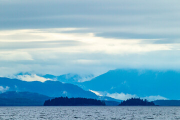 Canada, British Columbia, Inside Passage. Mountain and ocean landscape.