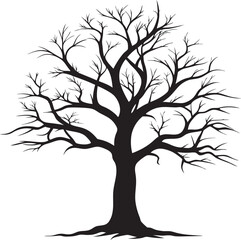 Fototapeta premium Bare Tree Silhouette with Sprawling Branches in Black and White