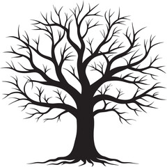 Obraz premium Bare Tree Silhouette with Sprawling Branches in Black and White