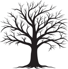 Obraz premium Bare Tree Silhouette with Sprawling Branches in Black and White