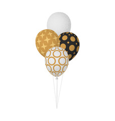 Golden balloons bunch. Cartoon Flat Style vector illustration Isolated on White background.