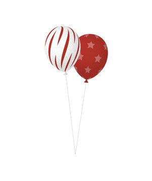 recommend clip art: Red white balloons bunch. Cartoon Flat Style vector illustration Isolated on White background.