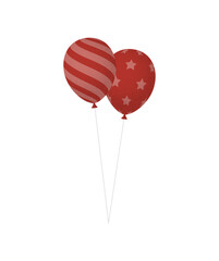 Red balloons bunch. Cartoon Flat Style vector illustration Isolated on White background.