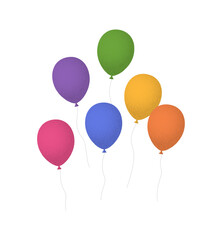 Colorful balloons bunch. Cartoon Flat Style vector illustration Isolated on White background.
