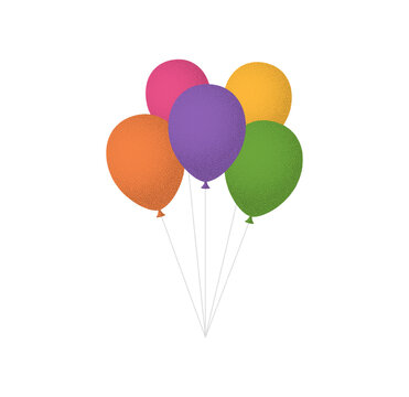 recommend clip art: Colorful balloons bunch. Cartoon Flat Style vector illustration Isolated on White background.