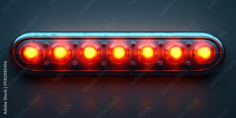 Poster vibrant retro signboard glowing lights illumination display box close-up symmetrical 3d rendering