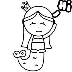 Child Mermaid Images, Mermaid Coloring Page, png file